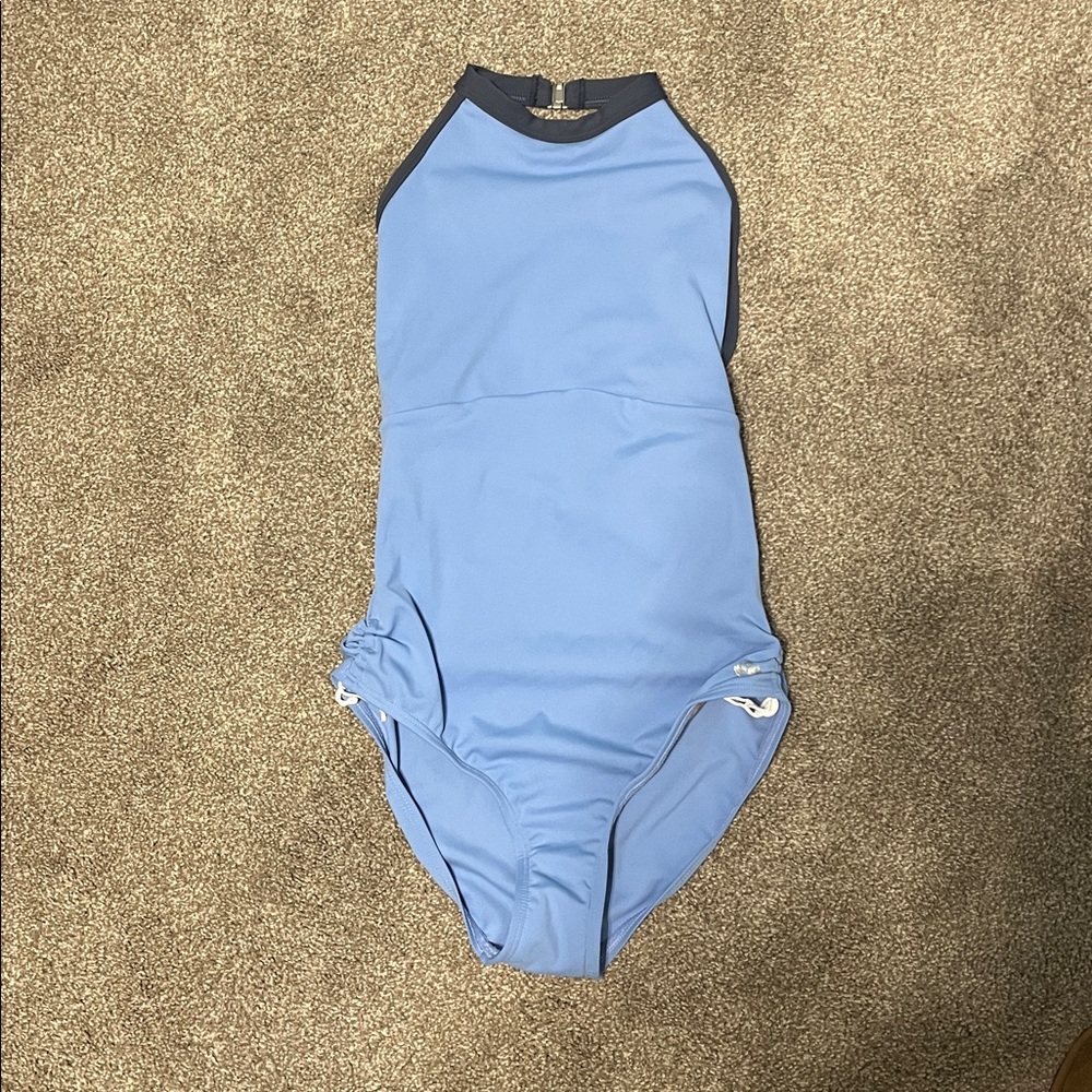 Light Blue High Neck One-Piece Swimsuit